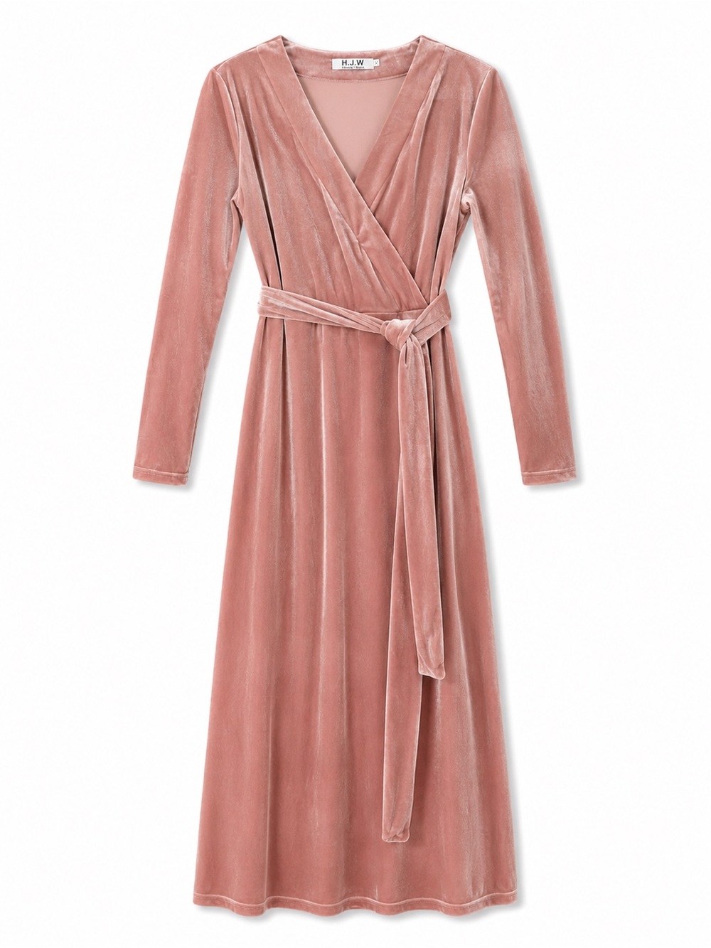 NWOT Dusty Rose Velvet Wrap Dress with Self-Tie Belt